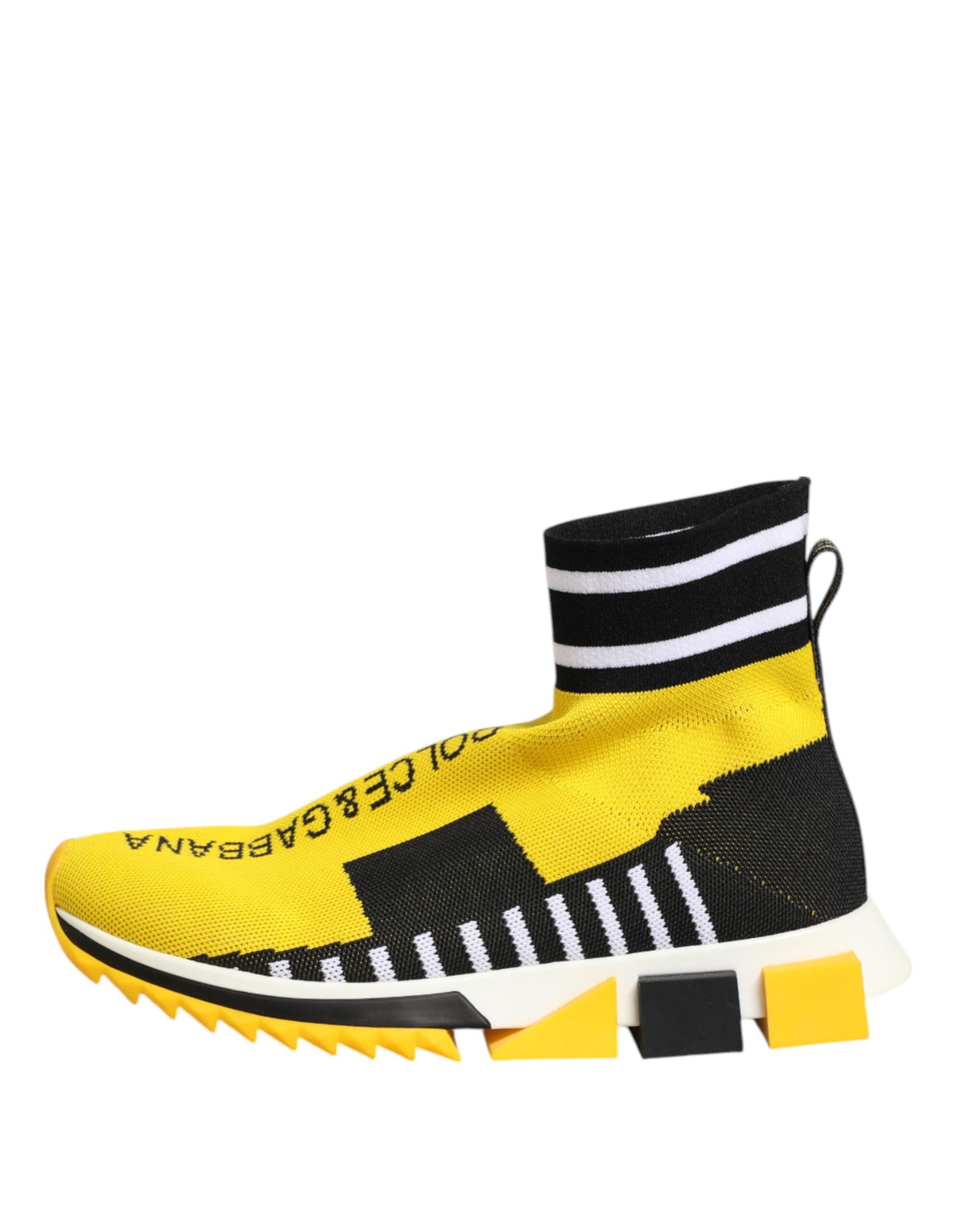 Dolce & Gabbana Women's Slip On Sock Polyester Rubber & Viscose Sneakers - Black Yellow