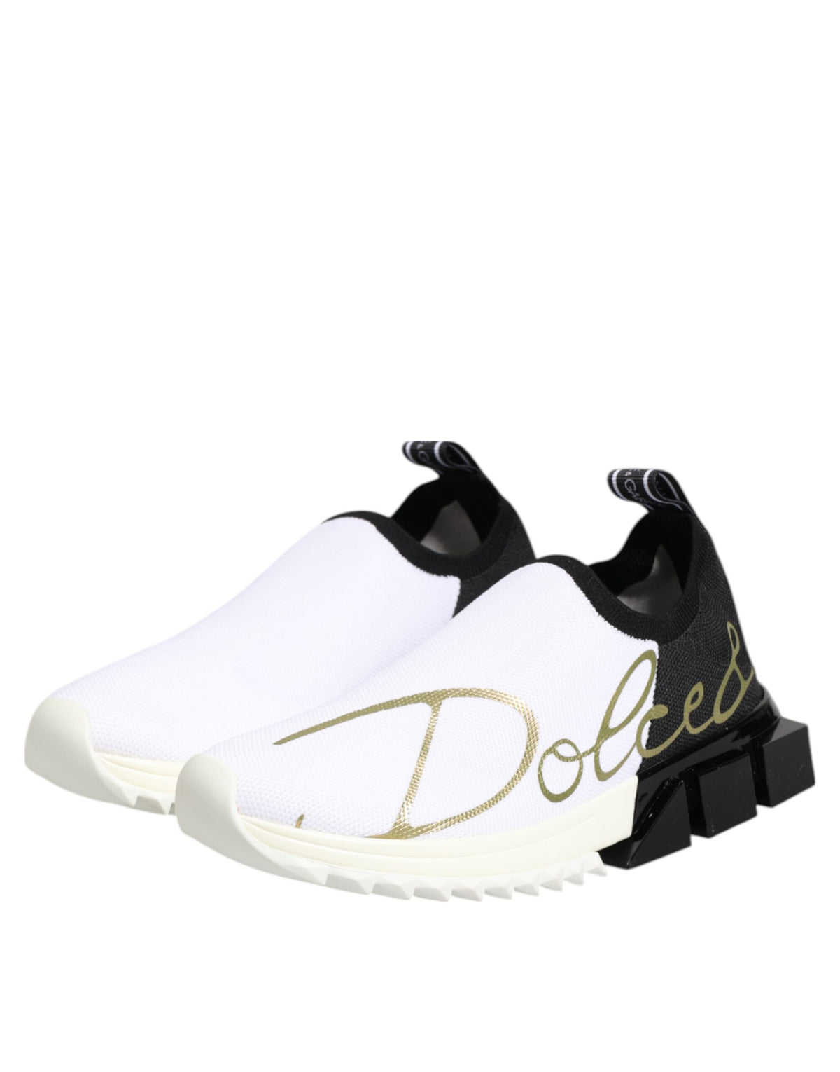 Dolce & Gabbana Women's Low Top Polyester Polyurethane Viscose & Rubber Sneakers - Black White