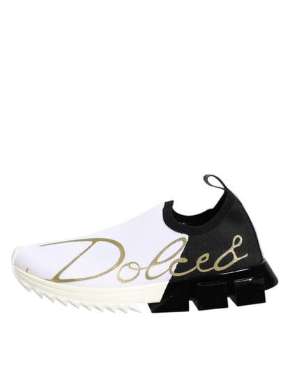 Dolce & Gabbana Women's Low Top Polyester Polyurethane Viscose & Rubber Sneakers - Black White