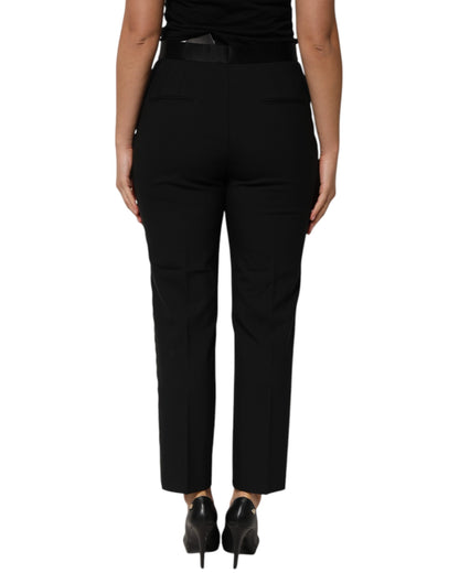 Dolce & Gabbana Women's Tapered Leg High Rise Virgin Wool & Silk Jeans - Black