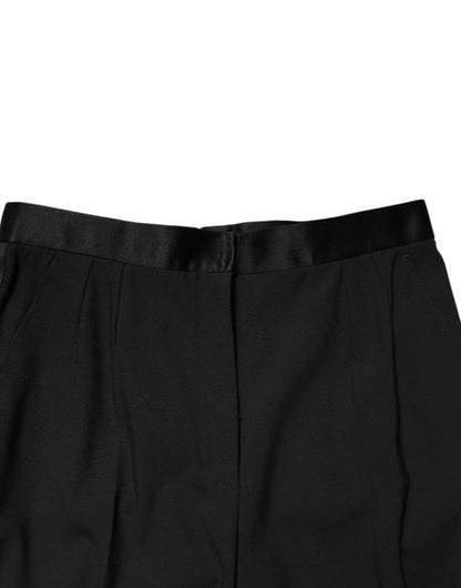 Dolce & Gabbana Women's Tapered Leg High Rise Virgin Wool & Silk Jeans - Black