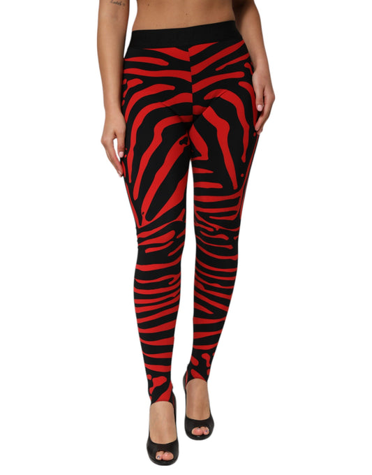 Leggings by Dolce & Gabbana for women in stretch nylon black & red features an sophisticated high rise and slim & leggings with a precise long, creating a sophisticated and sophisticated silhouette.