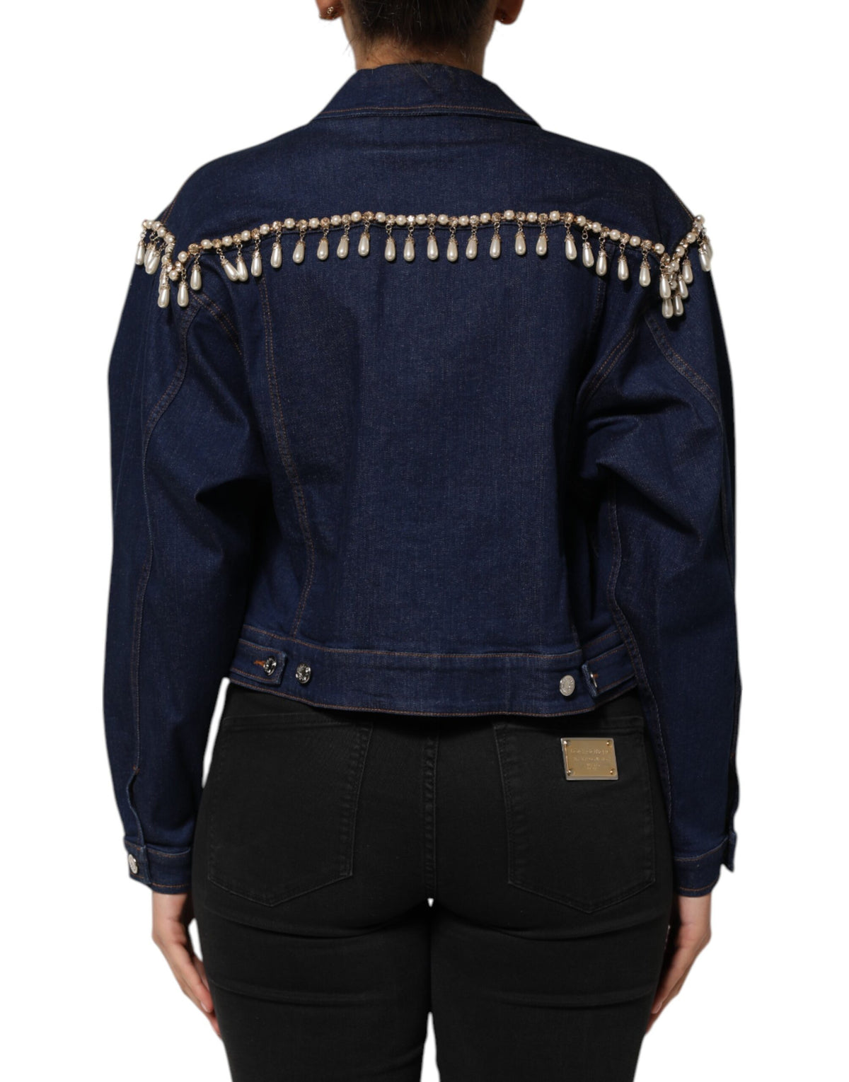 Dolce & Gabbana Women's Stretch Denim Cotton & Crystal Jacket - Blue