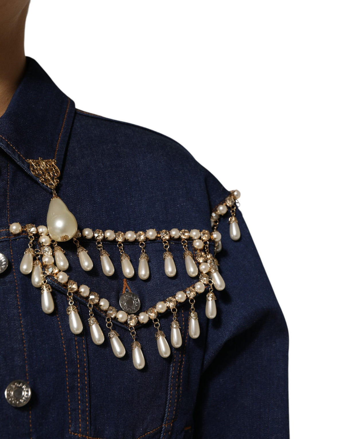 Dolce & Gabbana Women's Stretch Denim Cotton & Crystal Jacket - Blue