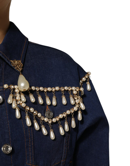 Dolce & Gabbana Women's Stretch Denim Cotton & Crystal Jacket - Blue