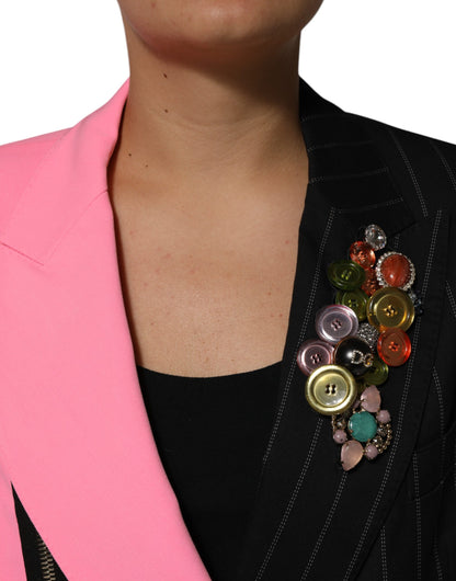 Dolce & Gabbana Women's Single Breasted Silk Viscose Cotton & Polyester Jacket - Multicolor Patchwork