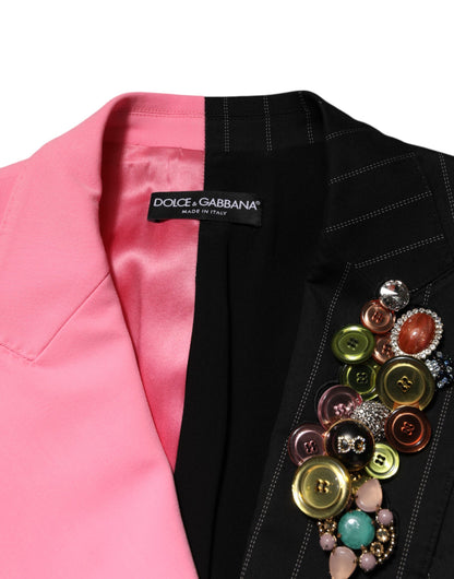 Dolce & Gabbana Women's Single Breasted Silk Viscose Cotton & Polyester Jacket - Multicolor Patchwork