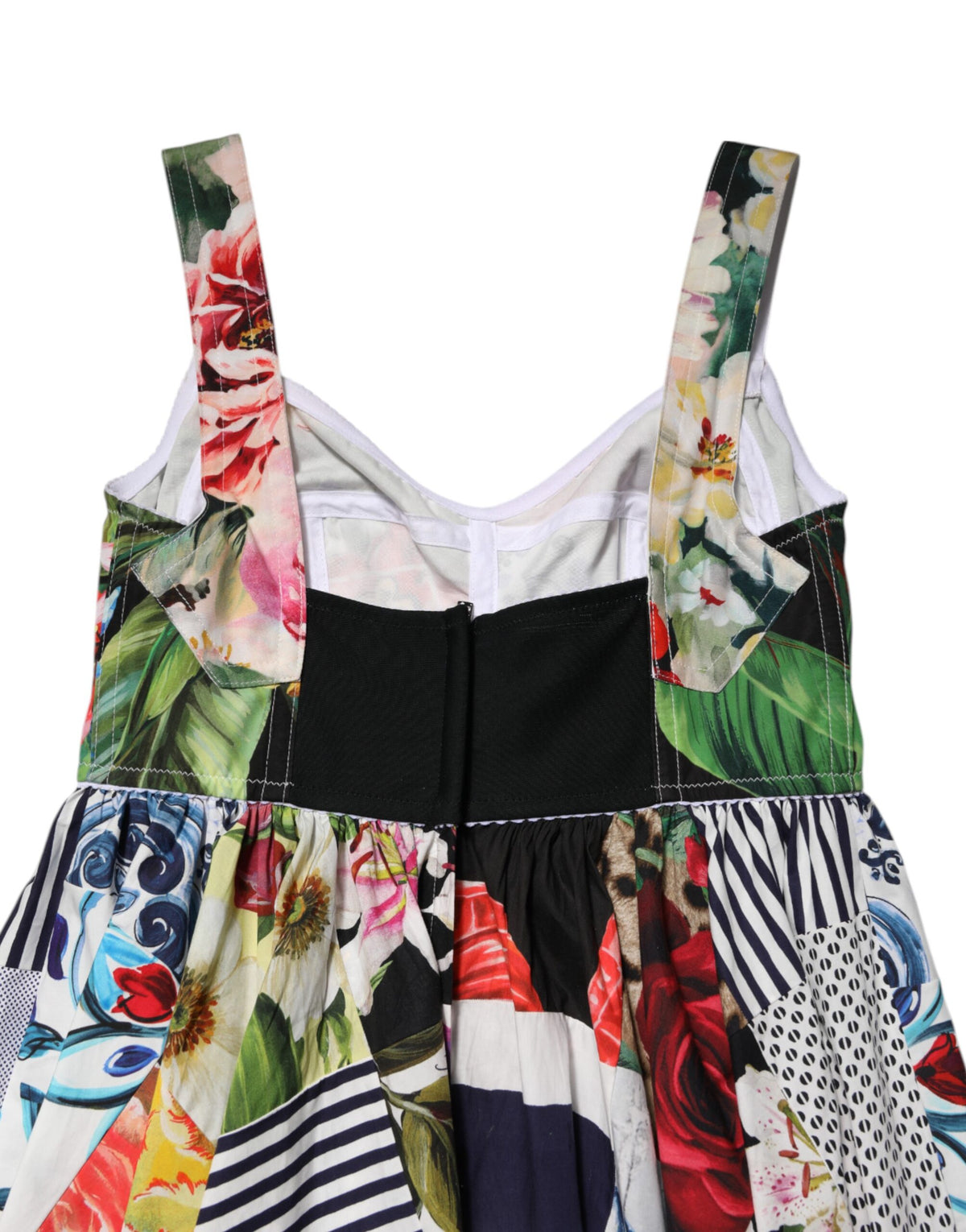 Dolce & Gabbana Women's A Line Stretch Cotton & Nylon Mini Dress - Multicolor Patchwork