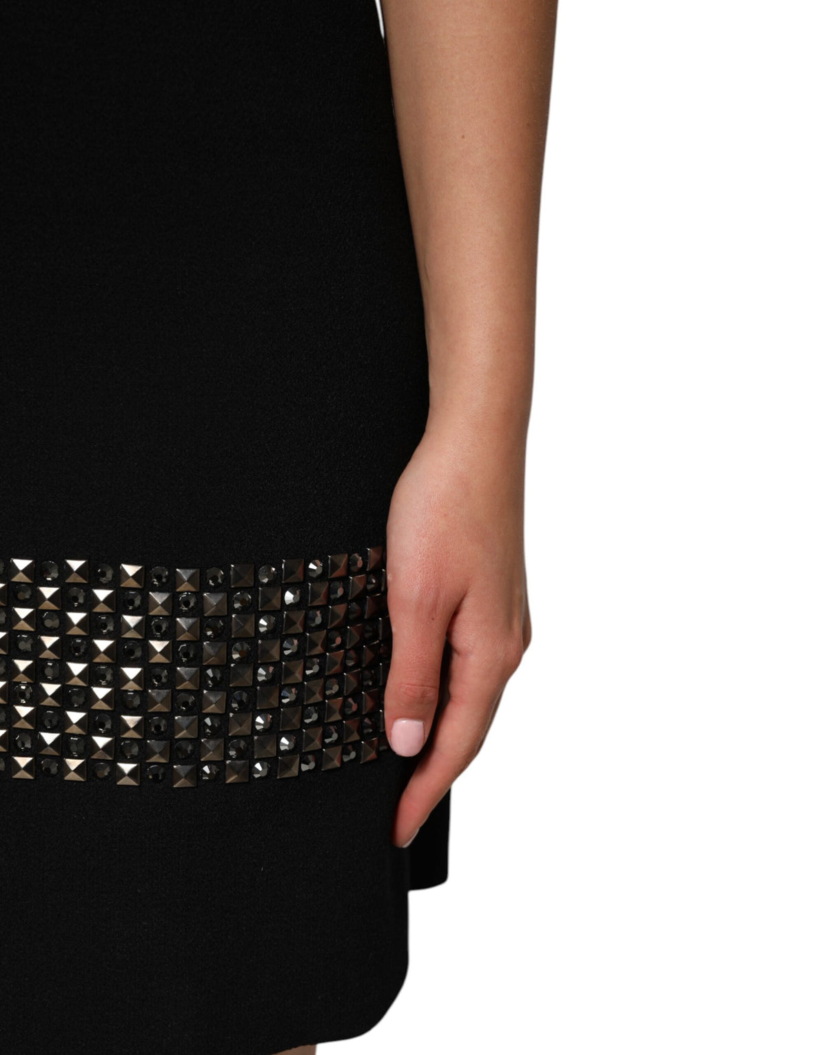 Dolce & Gabbana Grace Women's Virgin Wool Silk Crystal & Brass Mini Dress - Black