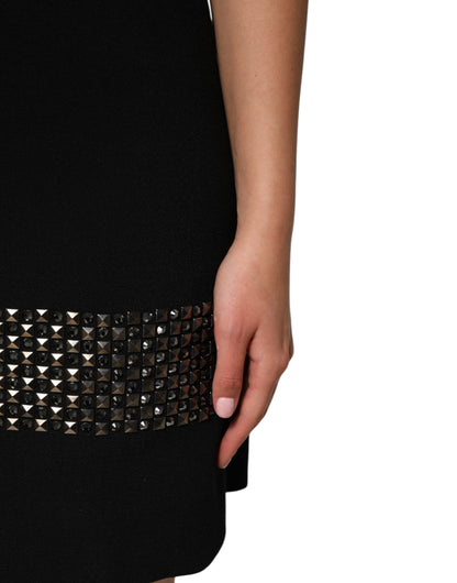 Dolce & Gabbana Grace Women's Virgin Wool Silk Crystal & Brass Mini Dress - Black