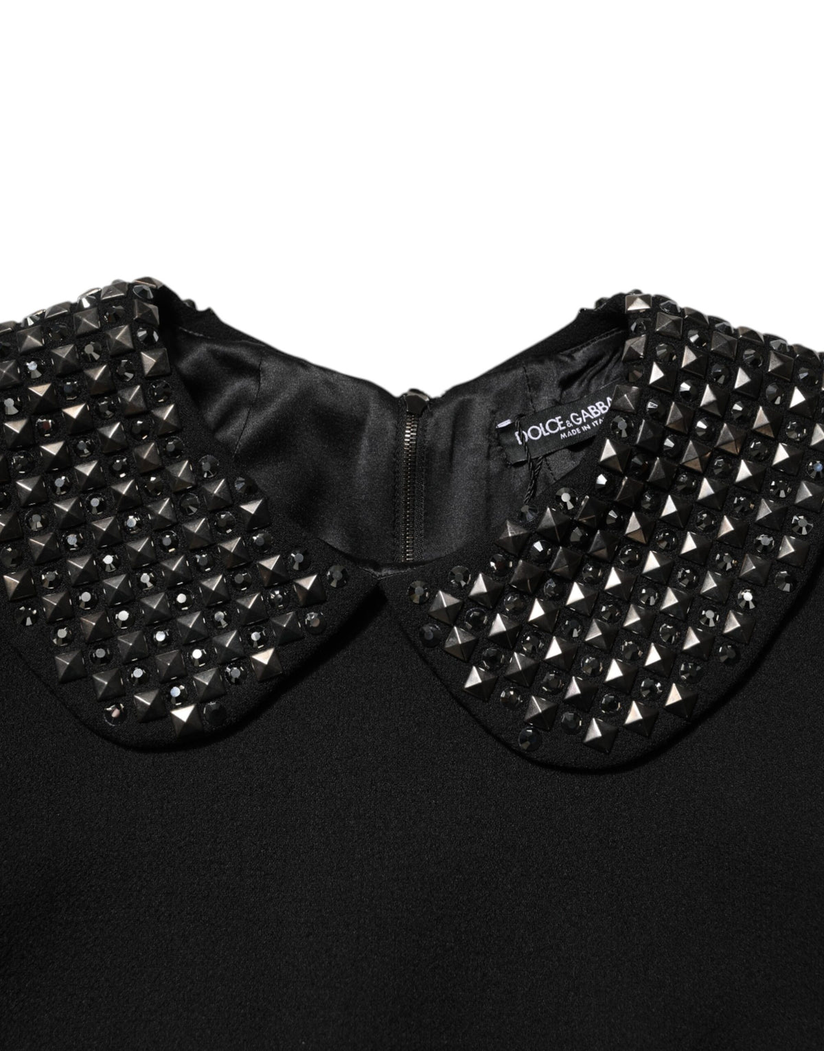 Dolce & Gabbana Grace Women's Virgin Wool Silk Crystal & Brass Mini Dress - Black