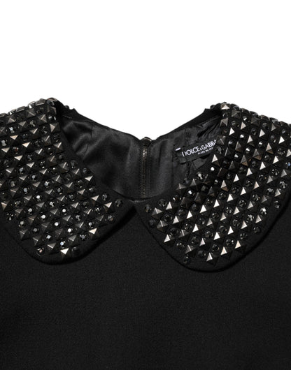 Dolce & Gabbana Grace Women's Virgin Wool Silk Crystal & Brass Mini Dress - Black
