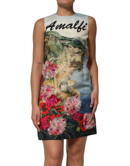 Dolce & Gabbana Crochet Women's Sleeveless Acetate Crystal & Silk Mini Dress - Multicolor Floral Print