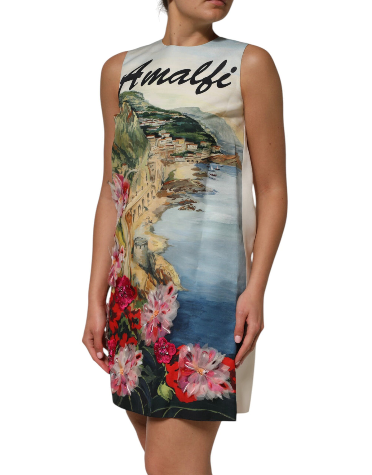 Dolce & Gabbana Crochet Women's Sleeveless Acetate Crystal & Silk Mini Dress - Multicolor Floral Print