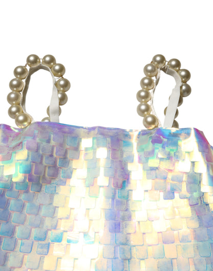 Dolce & Gabbana Women's Polyester Sequins & Silk Mini Dress - Multicolor Pearl