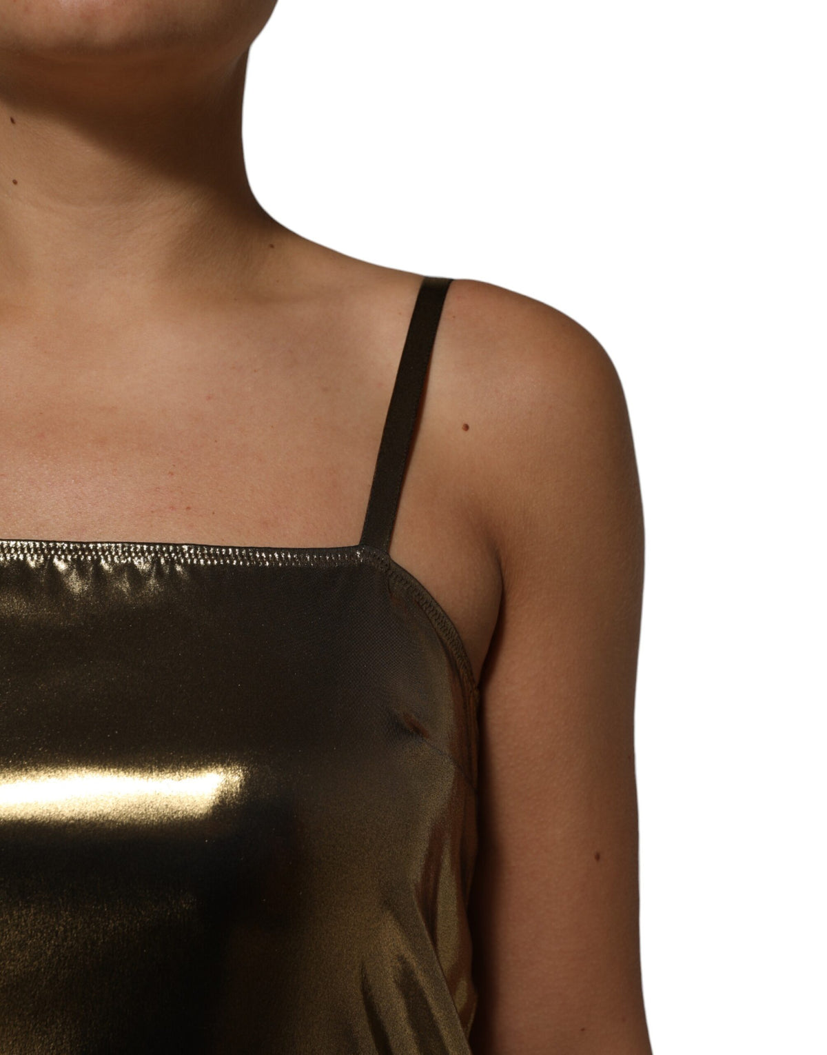 Dolce & Gabbana Women's A Line Sleeveless Stretch Nylon Mini Dress - Gold