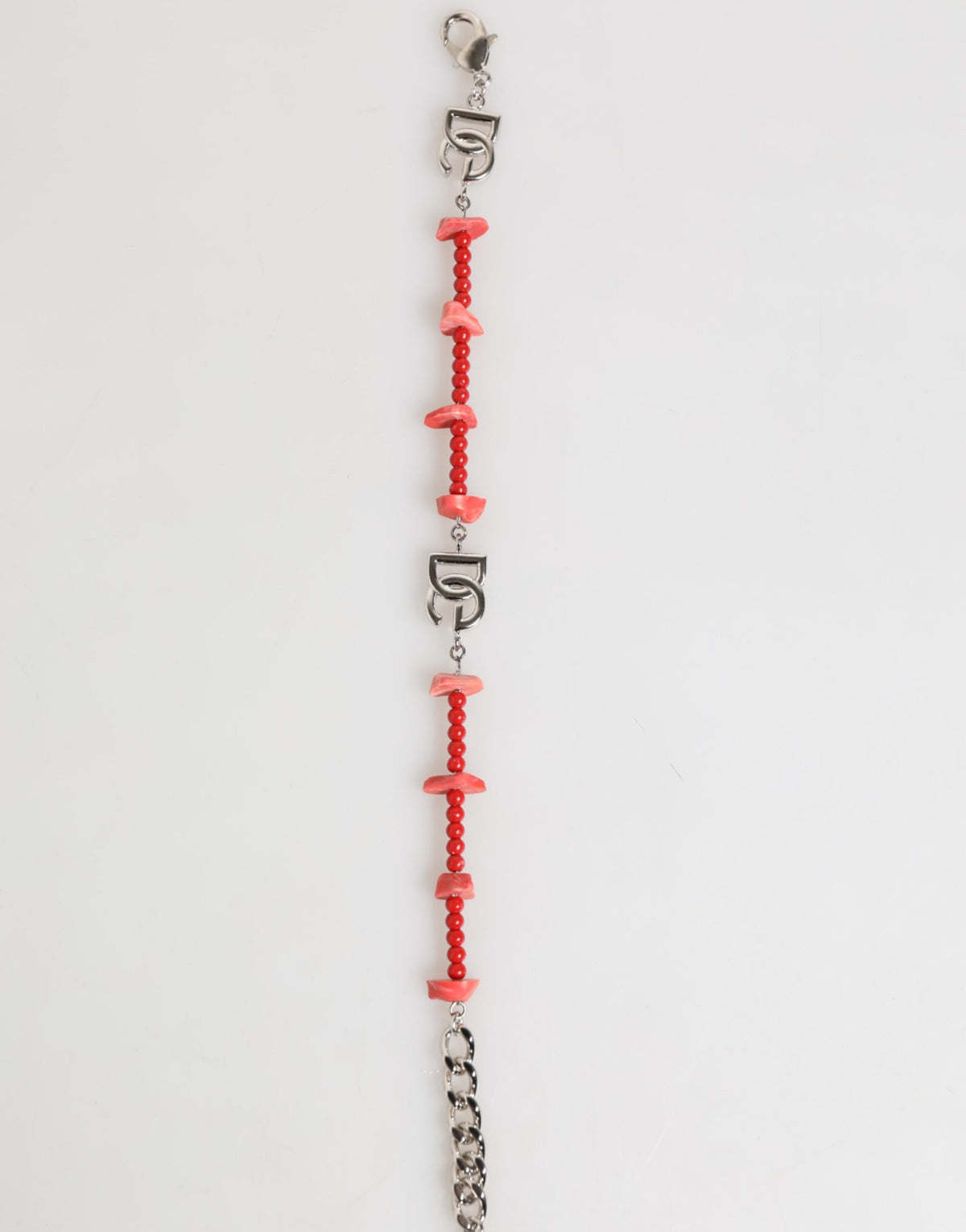 Dolce & Gabbana Men's Chain Beaded Brass Resin & Silver Bracelet - Red Silver