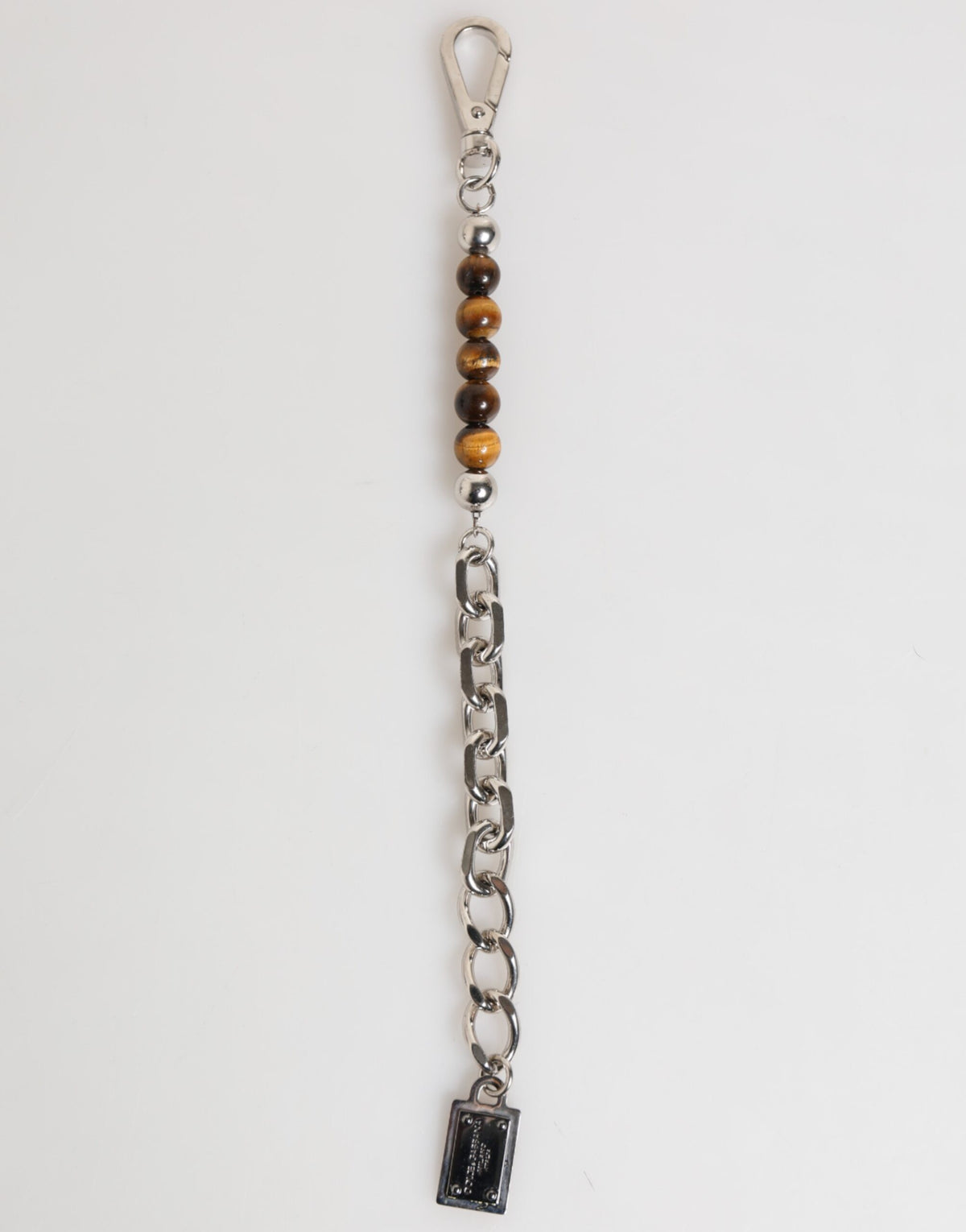 Dolce & Gabbana Men's Chain Beaded Brass Silver Natural Gem & Zamak Bracelet - Natural Silver