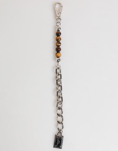 Dolce & Gabbana Men's Chain Beaded Brass Silver Natural Gem & Zamak Bracelet - Natural Silver