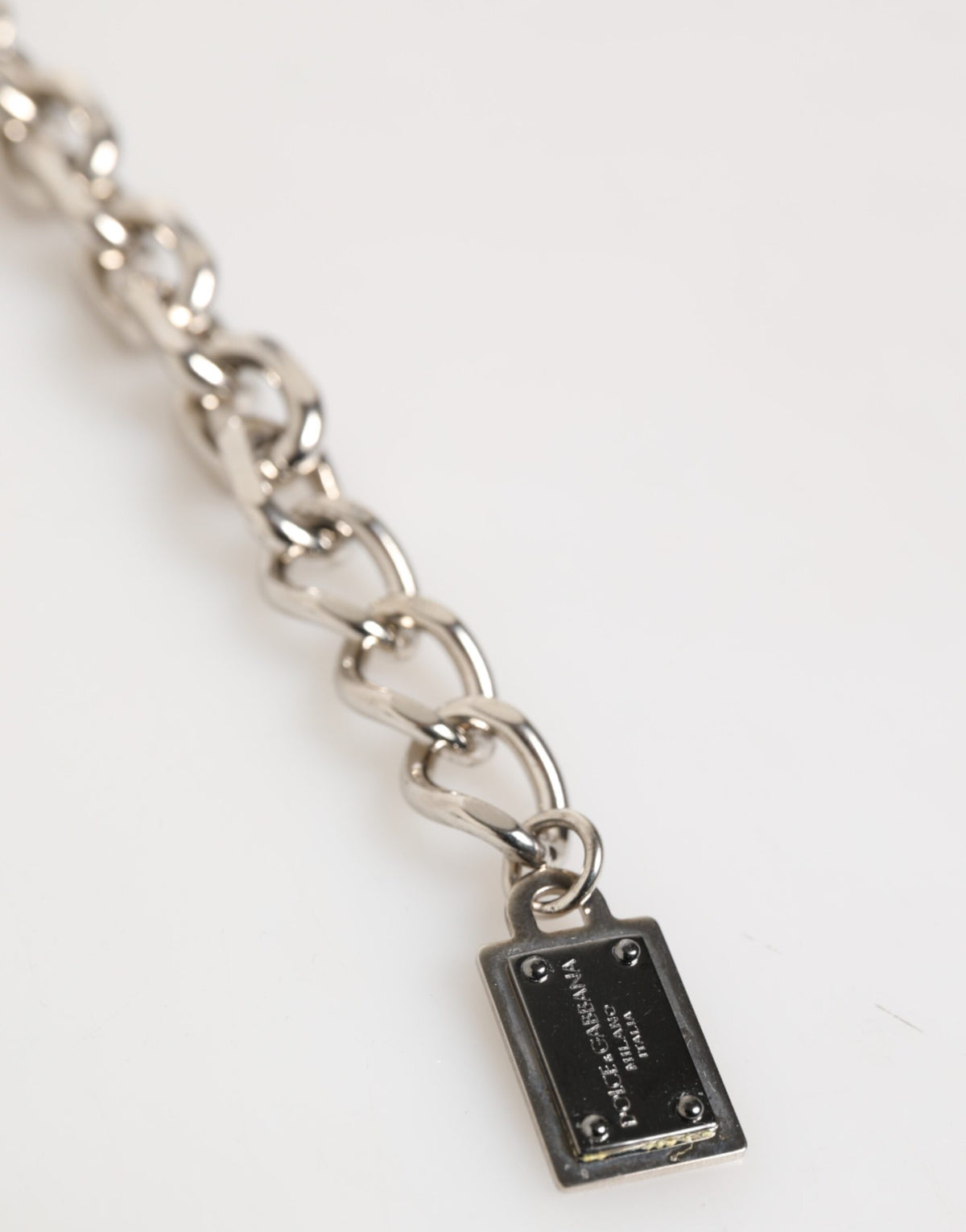 Dolce & Gabbana Men's Chain Beaded Brass Silver Natural Gem & Zamak Bracelet - Natural Silver