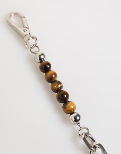 Dolce & Gabbana Men's Chain Beaded Brass Silver Natural Gem & Zamak Bracelet - Natural Silver