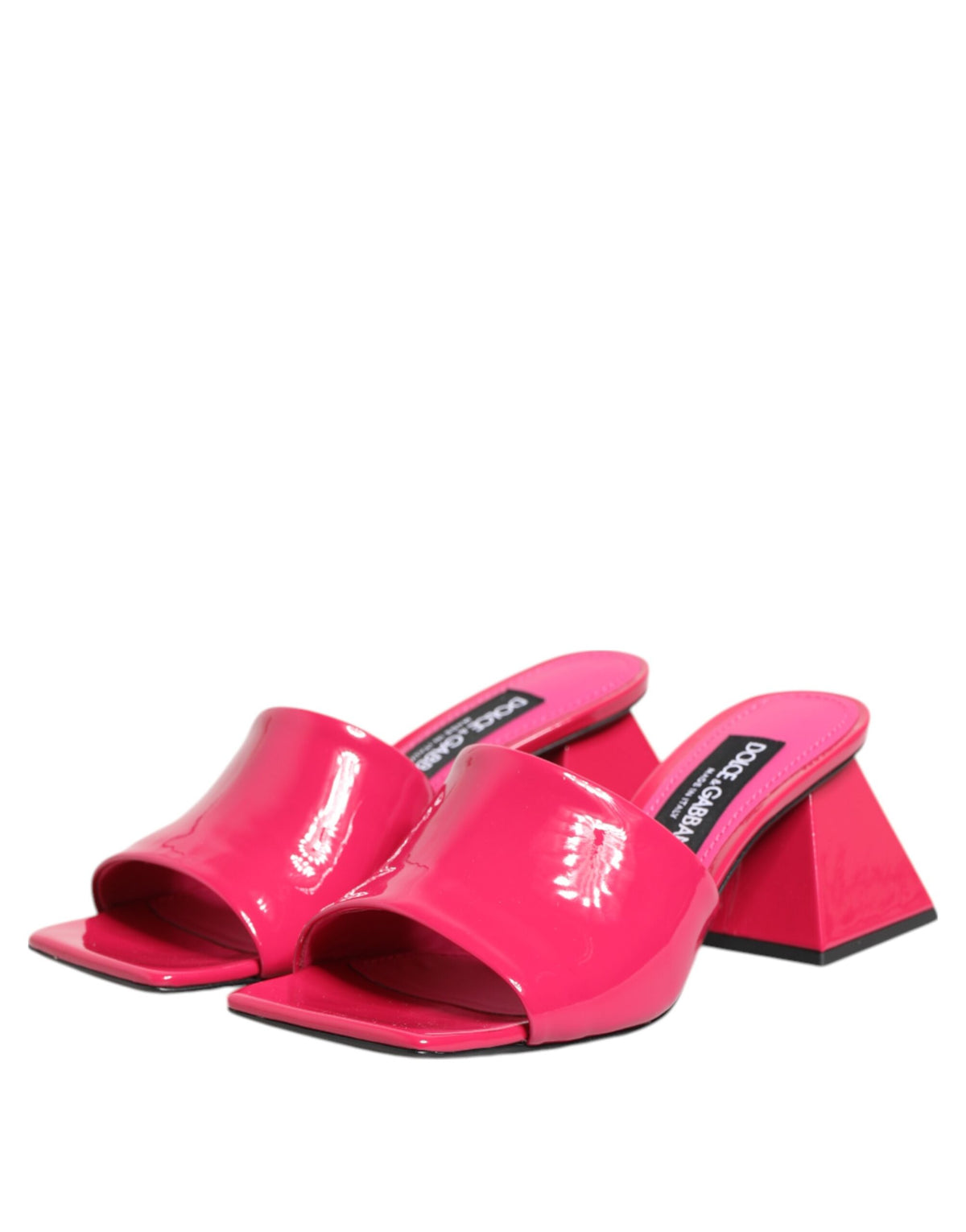Mules Sandals by Dolce & Gabbana for women in calf leather gold & pink showcases a sculptural silhouette as Women's Calf Leather Mules Sandals, defined by a sculptural block-heel and sculptural open toe style for a sculptural look.