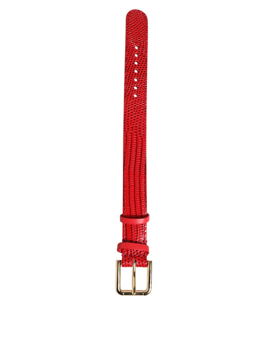 Dolce & Gabbana Women's Gold Metal & Exotic Calf Leather Bracelet - Gold Red