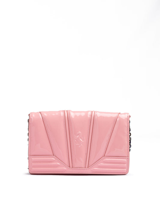 Ferrari Pink GT patent leather bag with chain