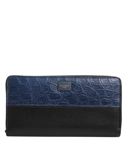 Dolce & Gabbana Caiman Calf Leather Cardholder Wallet - Black Blue