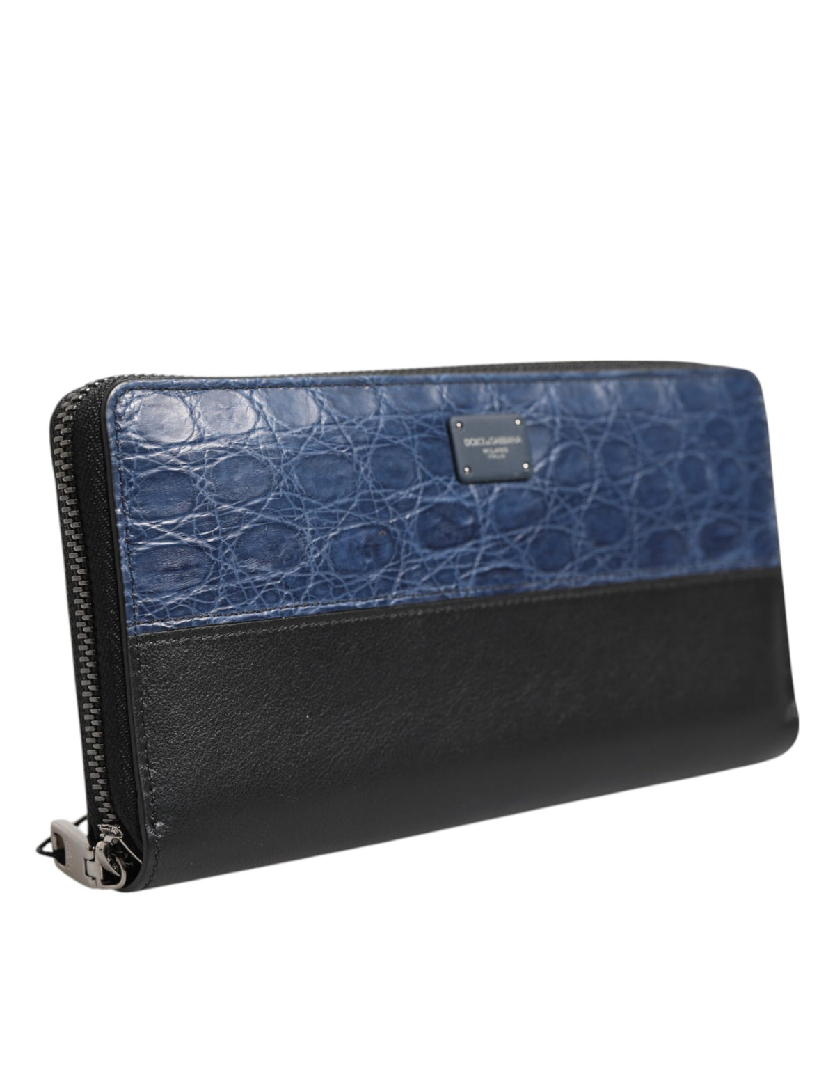Dolce & Gabbana Caiman Calf Leather Cardholder Wallet - Black Blue
