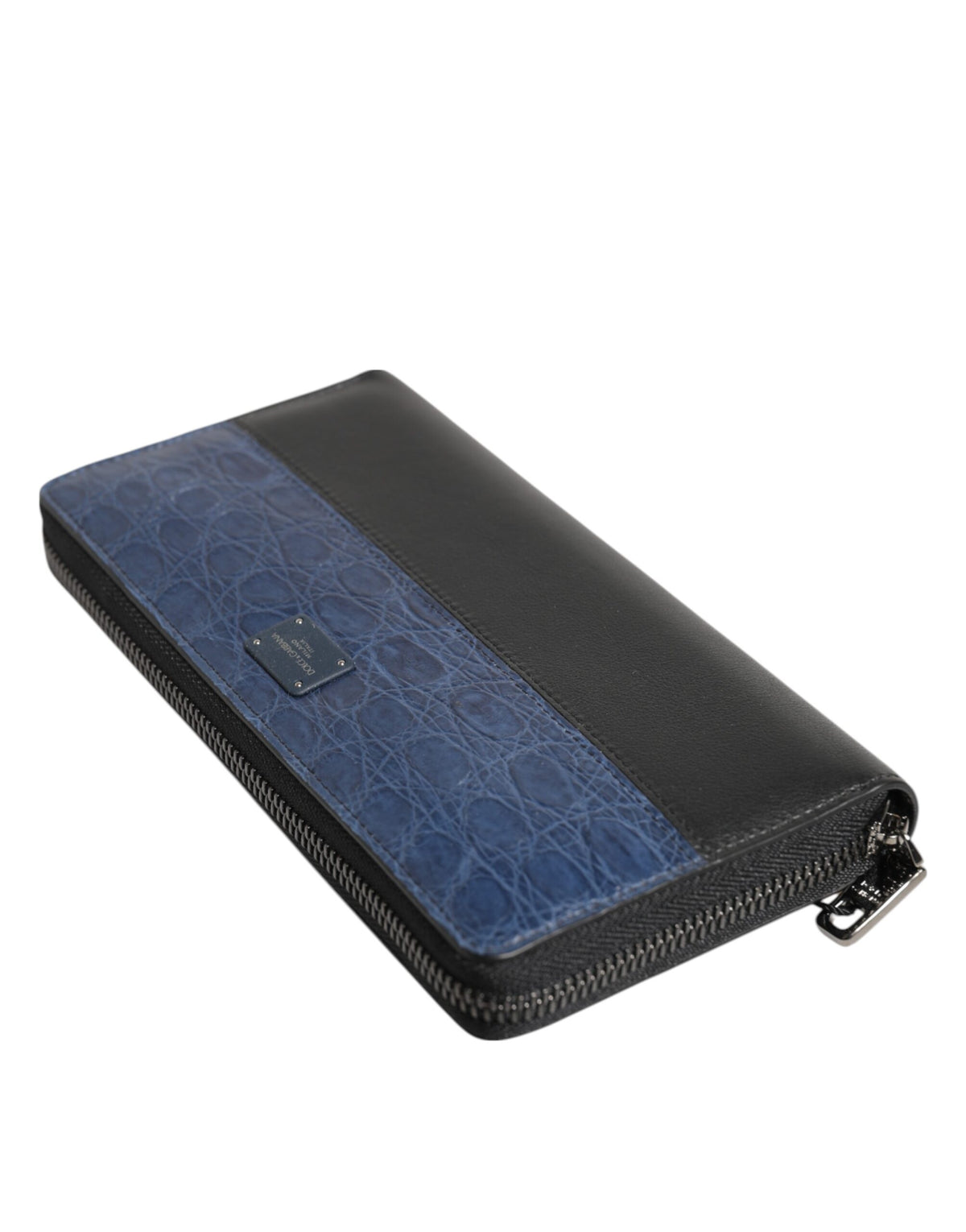 Dolce & Gabbana Caiman Calf Leather Cardholder Wallet - Black Blue