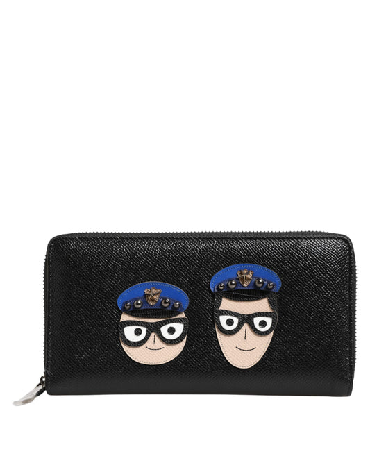 Dolce & Gabbana Leather Cardholder Wallet - Black Multicolor Signature