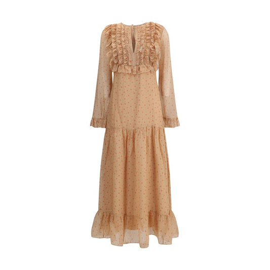 Kristina Ti Silk long Dress with rouches