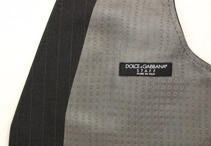 Dolce & Gabbana Men's Single Breasted Viscose Cotton Vest - Gray Striped