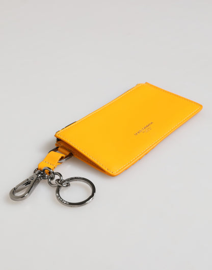 Dolce & Gabbana Calf Leather Cardholder Wallet - Orange Yellow