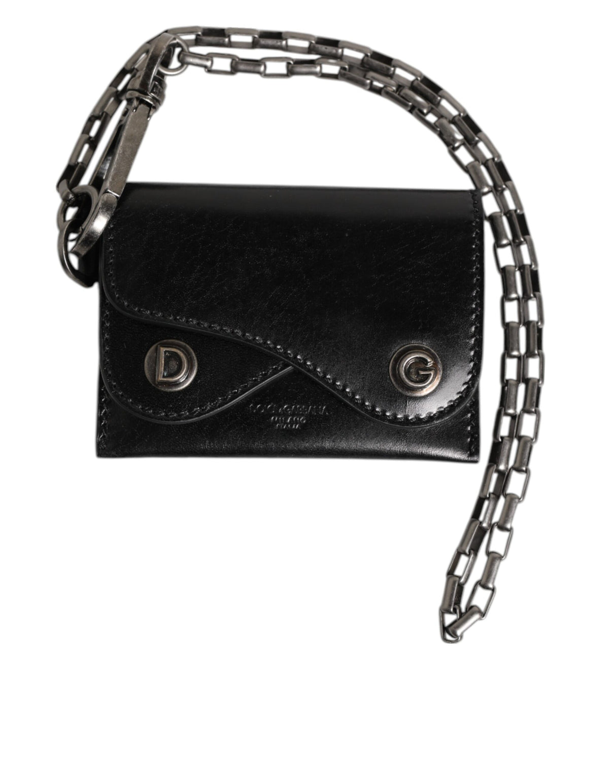 Dolce & Gabbana Pony Cavallo Horse Leather Cardholder Wallet - Black Silver Monogram