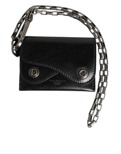 Dolce & Gabbana Pony Cavallo Horse Leather Cardholder Wallet - Black Silver Monogram
