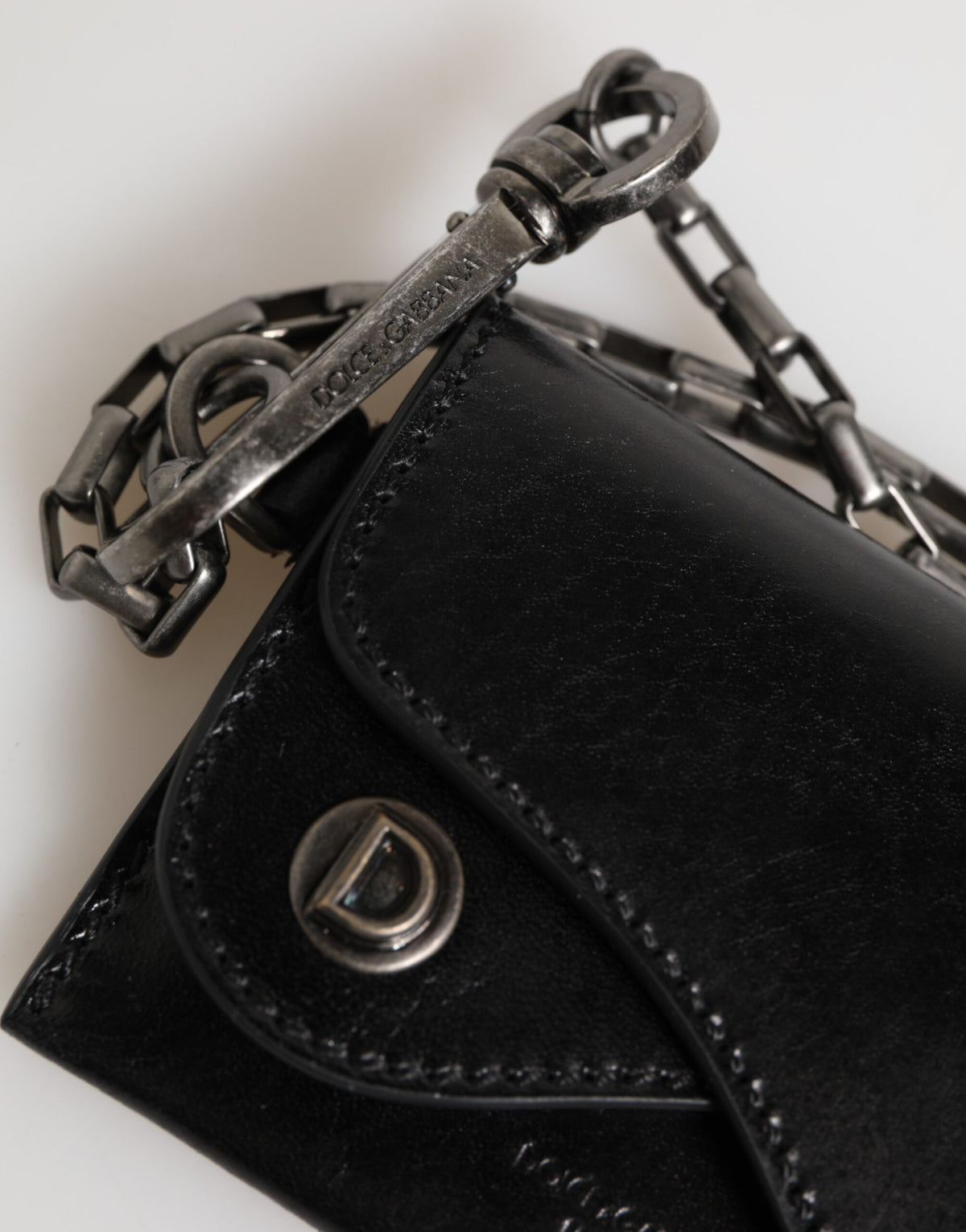 Dolce & Gabbana Pony Cavallo Horse Leather Cardholder Wallet - Black Silver Monogram