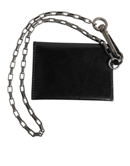 Dolce & Gabbana Pony Cavallo Horse Leather Cardholder Wallet - Black Silver Monogram