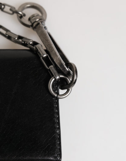 Dolce & Gabbana Pony Cavallo Horse Leather Cardholder Wallet - Black Silver Monogram