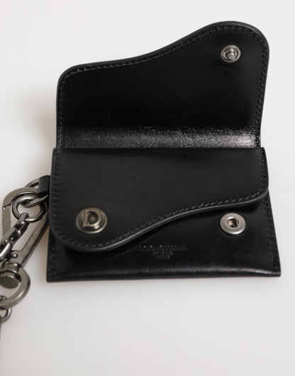 Dolce & Gabbana Pony Cavallo Horse Leather Cardholder Wallet - Black Silver Monogram