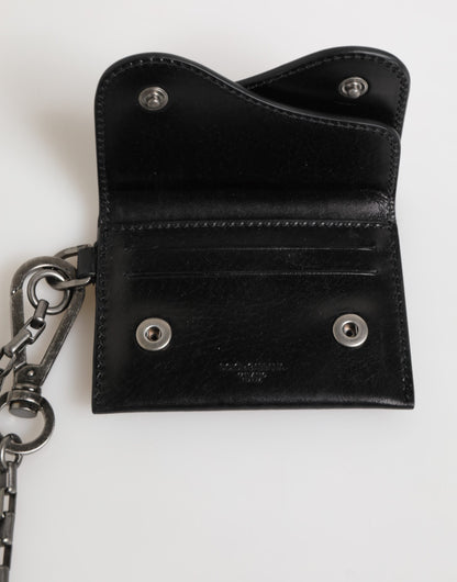 Dolce & Gabbana Pony Cavallo Horse Leather Cardholder Wallet - Black Silver Monogram
