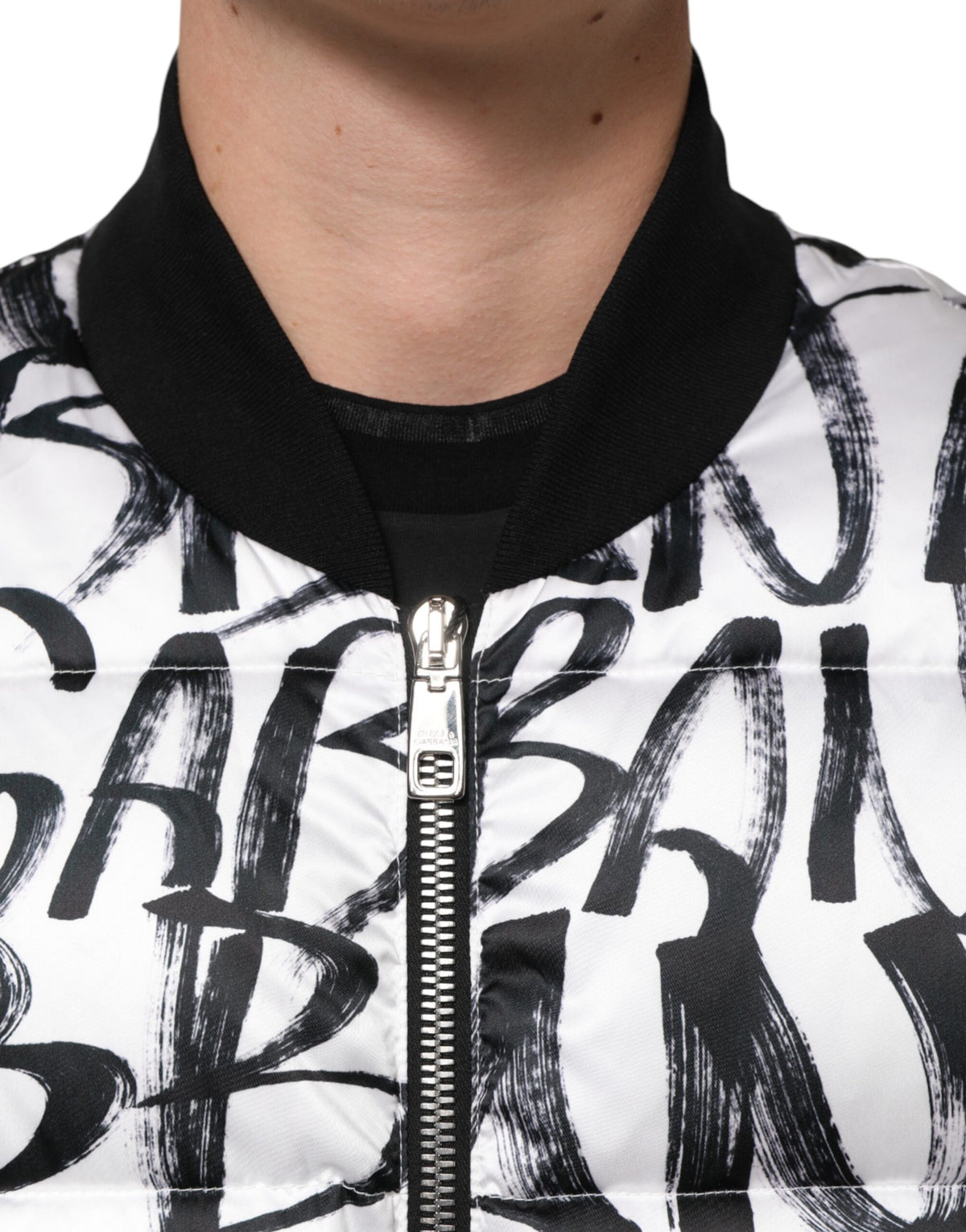 Dolce & Gabbana Men's Polyester Bomber Jacket - Black White Print