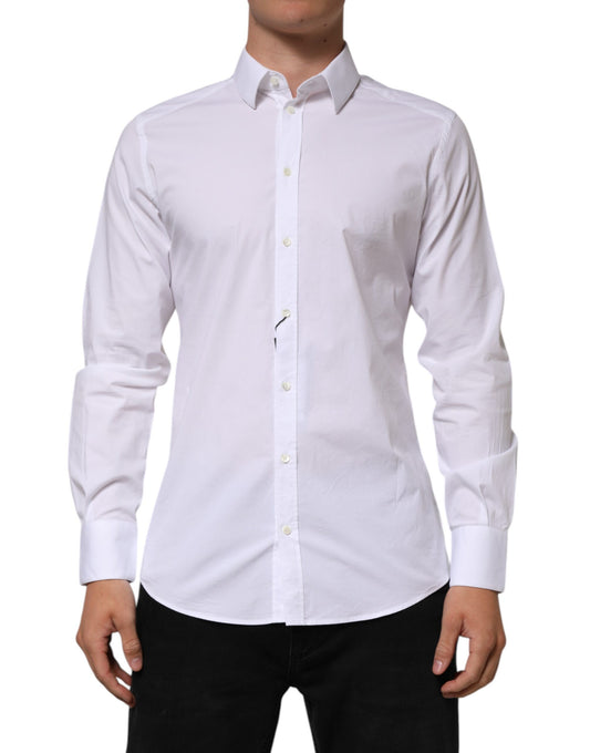 Dolce & Gabbana Men's Slim Long-Sleeve Cotton Shirt - Gold White
