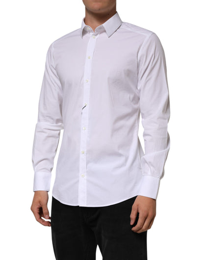 Dolce & Gabbana Men's Slim Long-Sleeve Cotton Shirt - Gold White