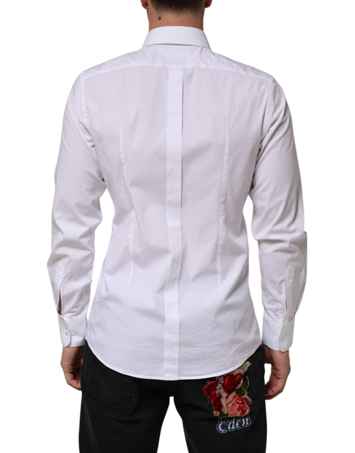 Dolce & Gabbana Men's Slim Long-Sleeve Cotton Shirt - Gold White