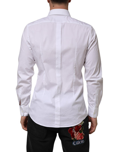 Dolce & Gabbana Men's Slim Long-Sleeve Cotton Shirt - Gold White