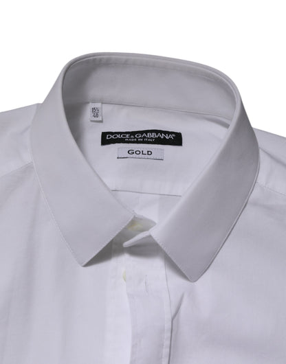Dolce & Gabbana Men's Slim Long-Sleeve Cotton Shirt - Gold White