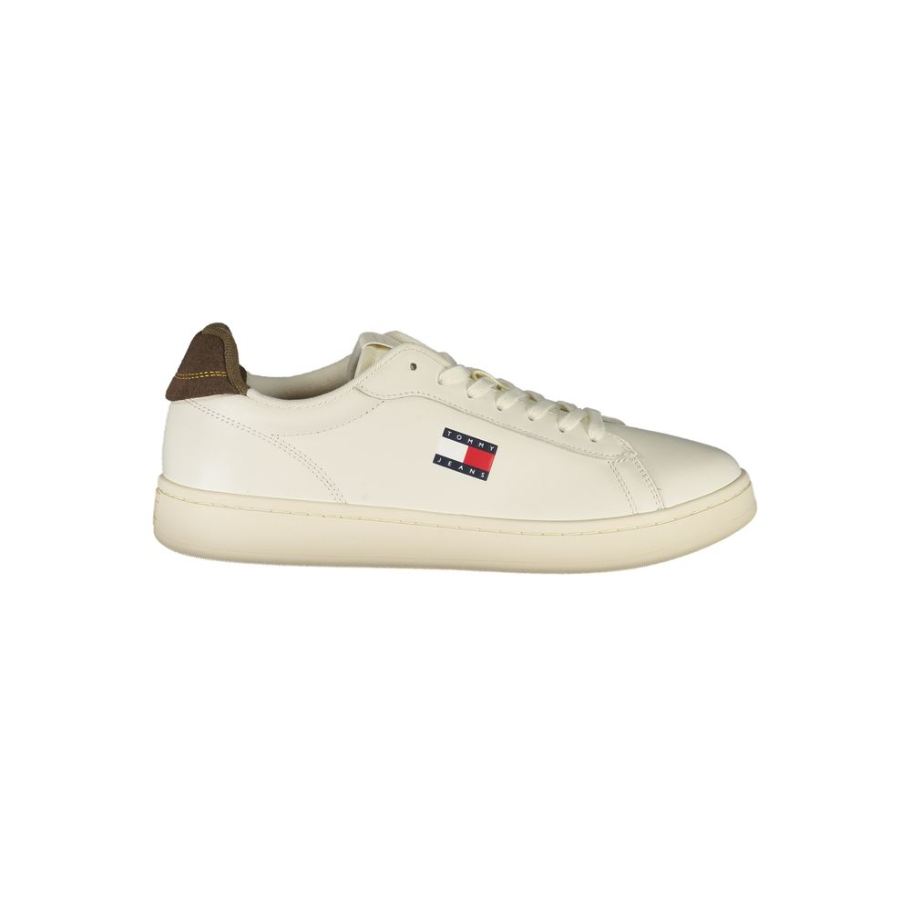 Sneakers by Tommy Hilfiger for men in nappa leather white presents a sumptuous silhouette from the Men's Fashion Nappa Leather Sneakers collection, showcasing a sumptuous fashion style for an elevated aesthetic.