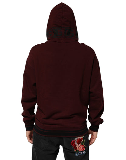 Dolce & Gabbana Men's Regular Fit Cotton Sweatshirt Hoodie - Burgundy Plaid Striped